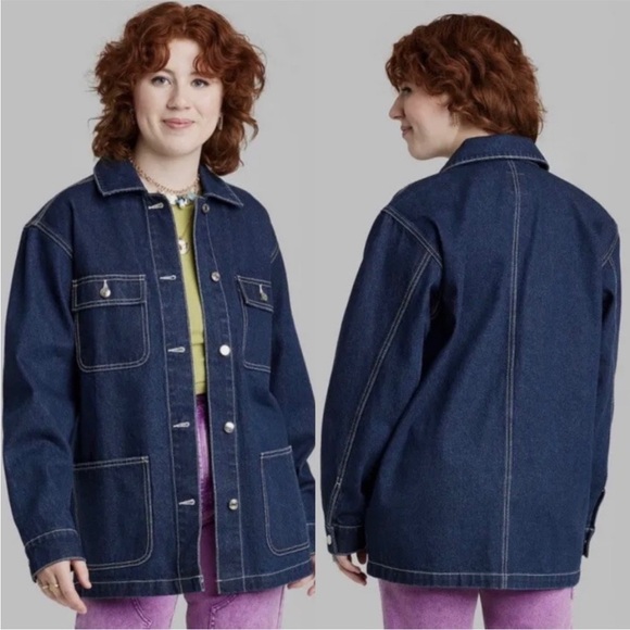 NEW NWT | Wild Fable Denim Chore Jacket | Dark Wash | Size XS - Picture 1 of 12